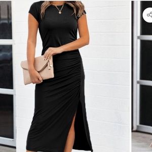 Cupshe black midi dress NWT